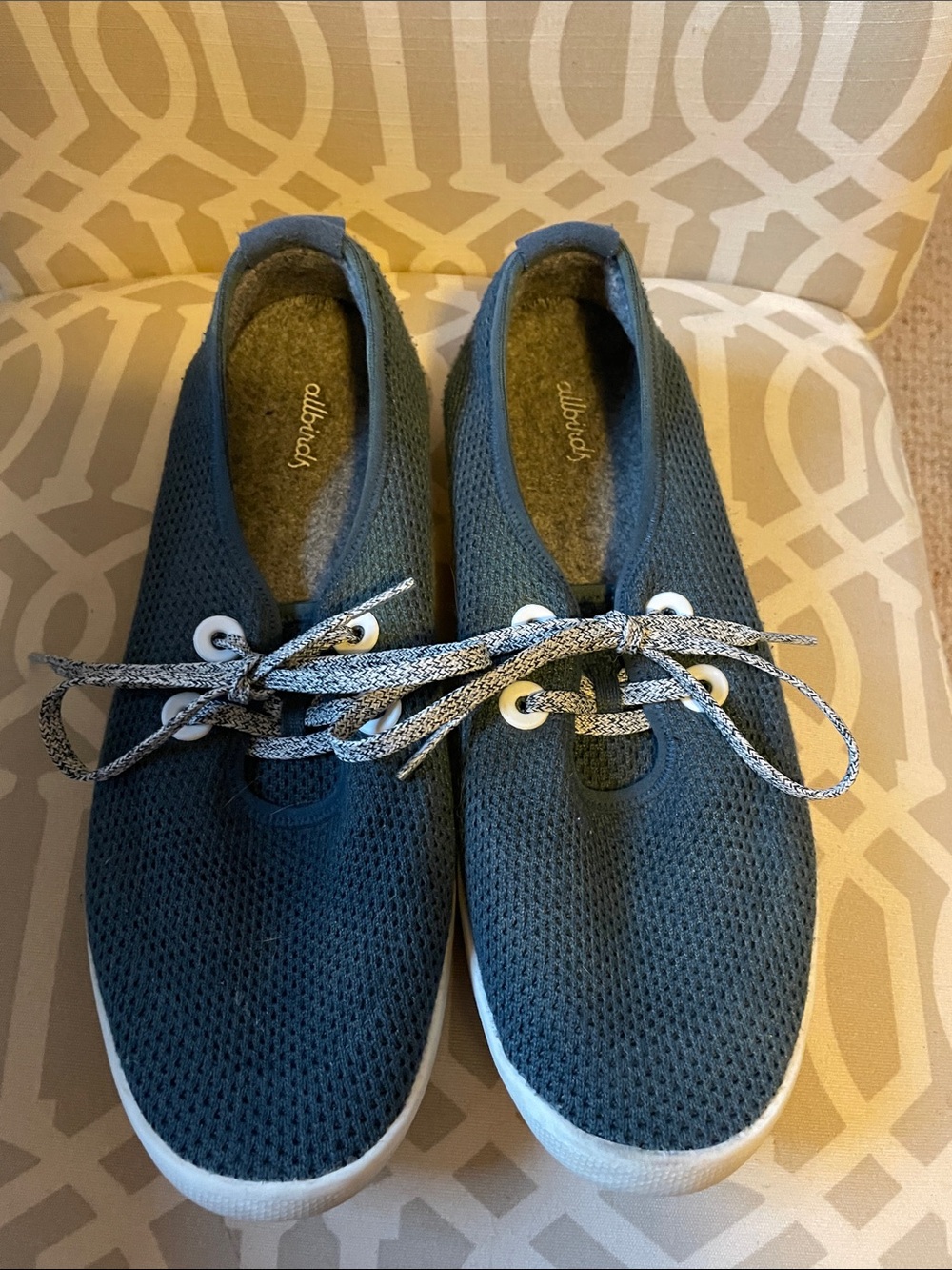 allbirds Men’s Knit Sneakers in Slate Blue with White Sole